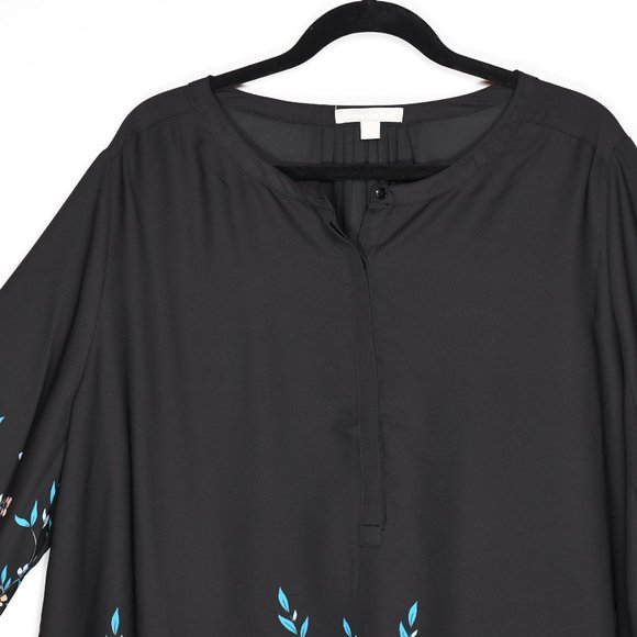 Woman Within Black Floral Blouse 1X - Picture 5 of 8